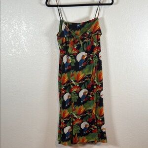 Bailey 44 Tropical Birds and Plants MIDI Dress Size Small Vacation Resortwear